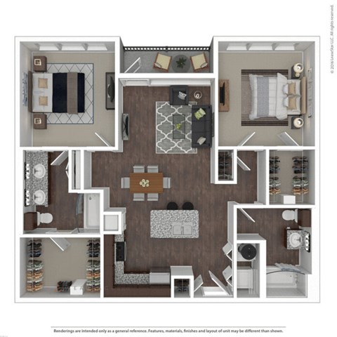 Floor plan for 2 beds, 2 baths, 1176 sqft